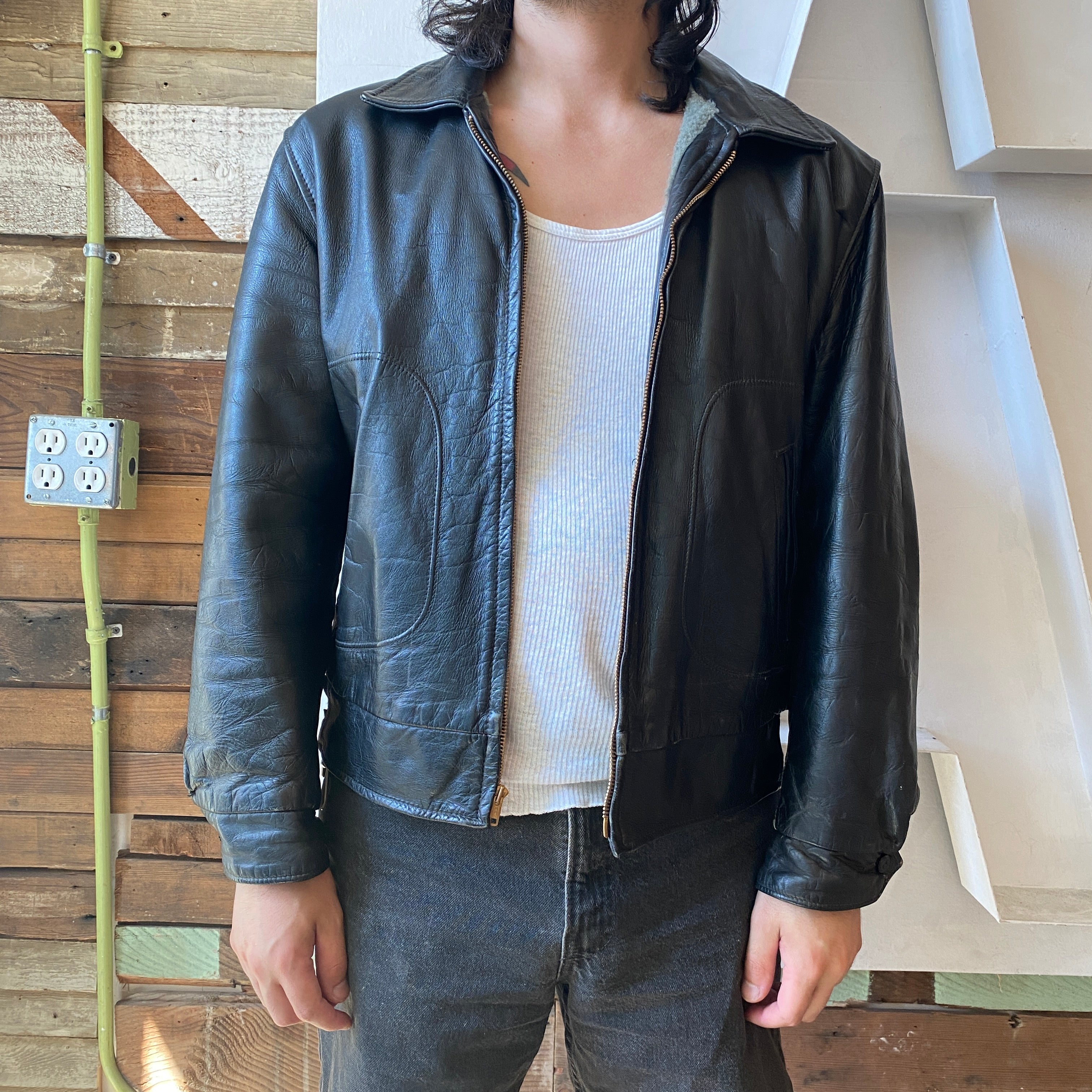 70's Sears Leather Jacket - Large