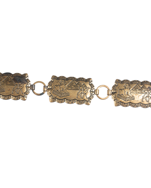 70's Egyptian Motif Chain Belt - 20" - 33"