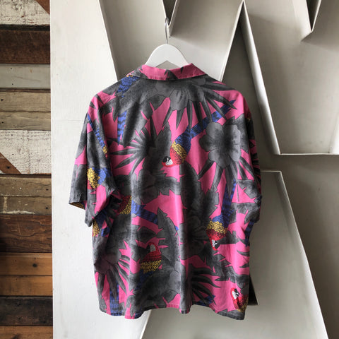 80's Parrot Button Down Shirt - Large